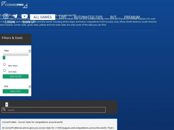 CornerProBet - Soccer Stats: Football Stats, results, tables, odds,  predictions and tips