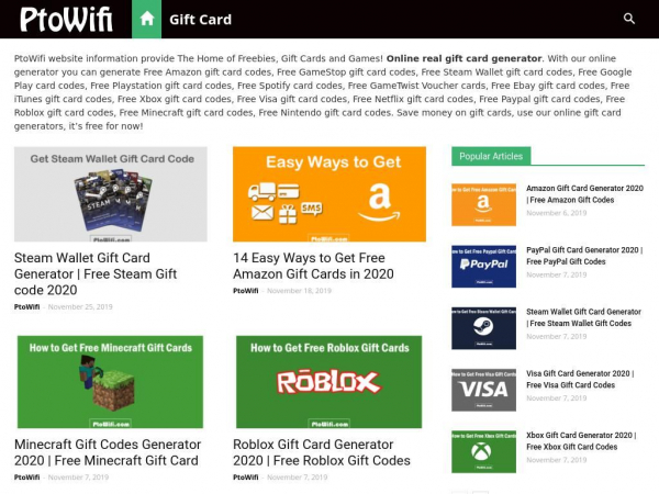 Ptowifi The Home Of Freebies Gift Cards And Games