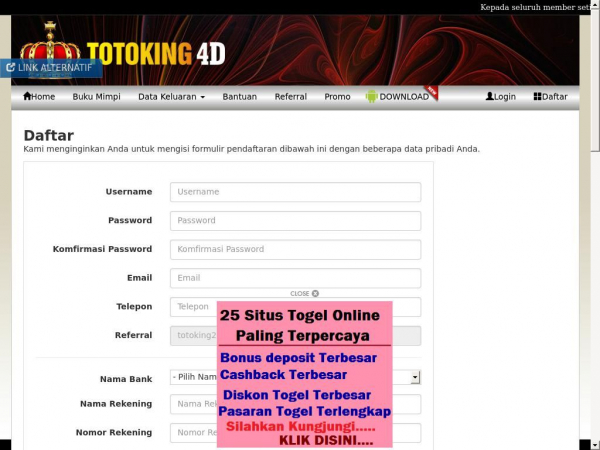 Totoking4d Daftar Totoking4d Link Alternatif Totoking4d