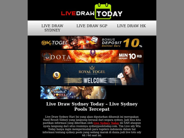 Live Draw Togel Sgp, Hk Dan Sydney Terlengkap Hari Ini